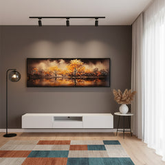 Golden forest in mirror water - (48 x 24 Inches)