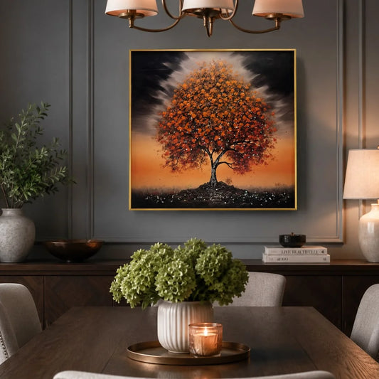 Elegant Orange Crystal Wall Art Tree