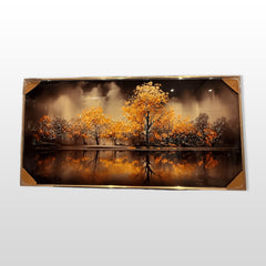 Golden forest in mirror water - (48 x 24 Inches)