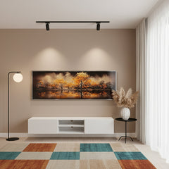 Golden forest in mirror water - (48 x 24 Inches)