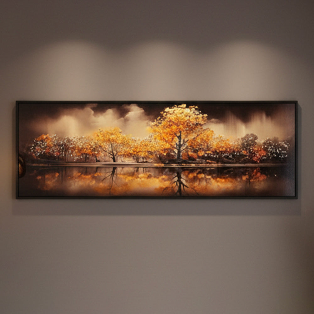 Golden forest in mirror water - (48 x 24 Inches)