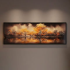 Golden forest in mirror water - (48 x 24 Inches)