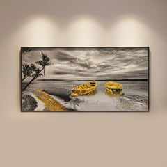 Epoxy Golden Wrecks on the shore - ( 48 x 24 Inches )
