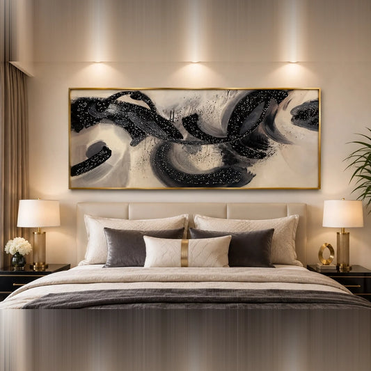 Black and Ivory Epoxy Resin Crystal Wall Art
