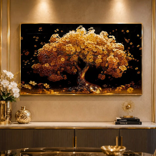 Luxury Golden Tree Epoxy Resin Wall Art