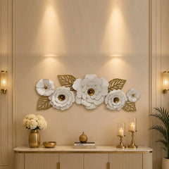 Ivory & Gold Floral Metal Wall Art