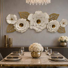 Ivory & Gold Floral Metal Wall Art