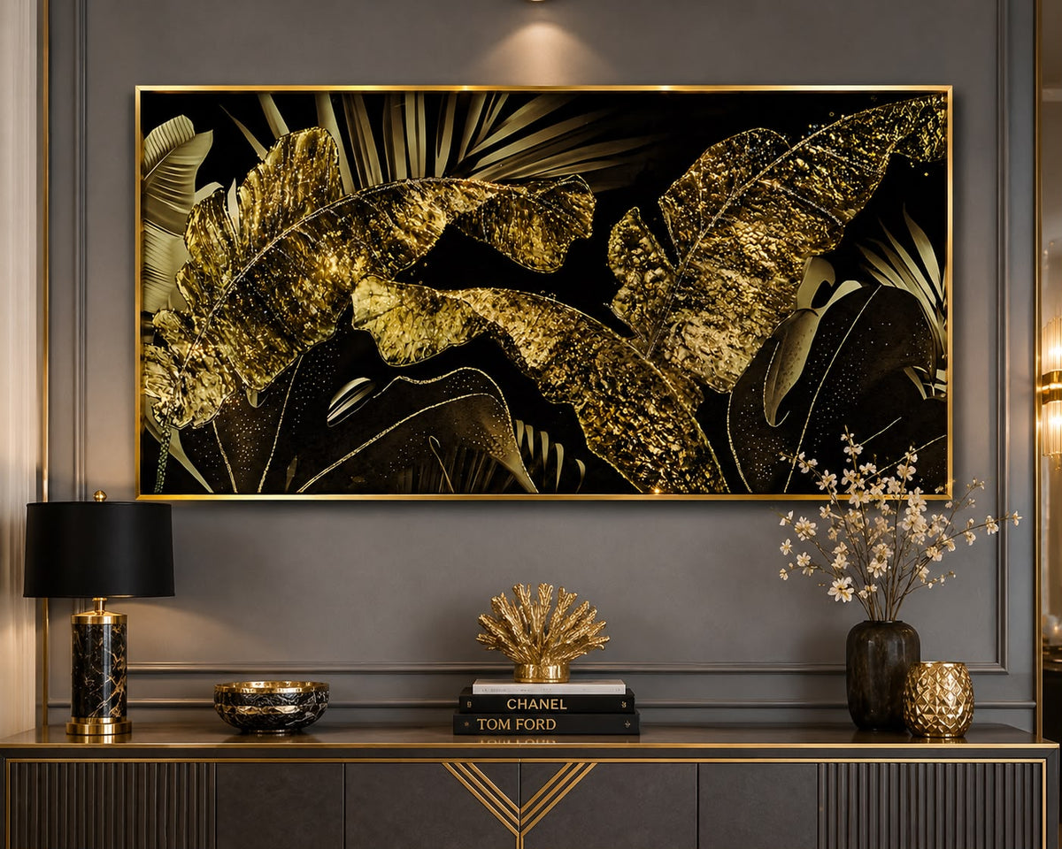 Luxury Black & Gold Tropical Leaf