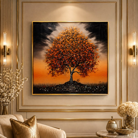 Elegant orange crystal wall art Tree