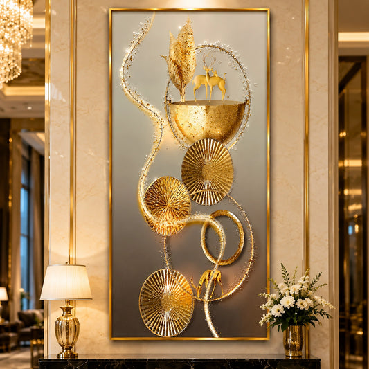 Luxury Golden Deer Epoxy Resin Wall Art