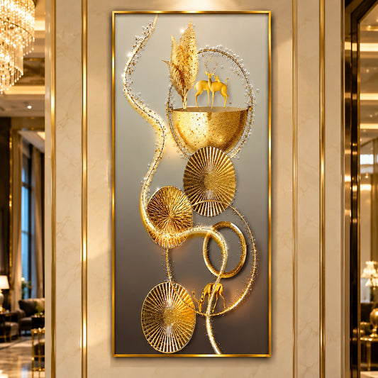 Luxury Golden Deer Epoxy Resin Wall Art