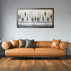 Whispers of Gold – Textured Feather Epoxy Wall Hanging