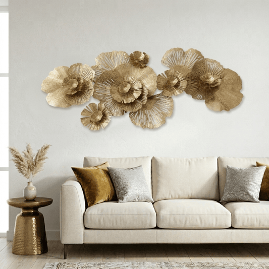 Golden Bloom Metal Wall Art