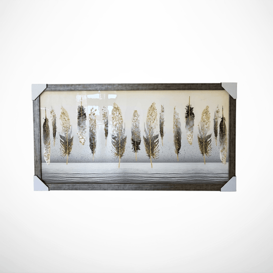 Whispers of Gold – Textured Feather Epoxy Wall Hanging