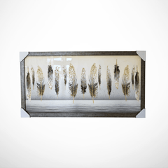 Whispers of Gold – Textured Feather Epoxy Wall Hanging